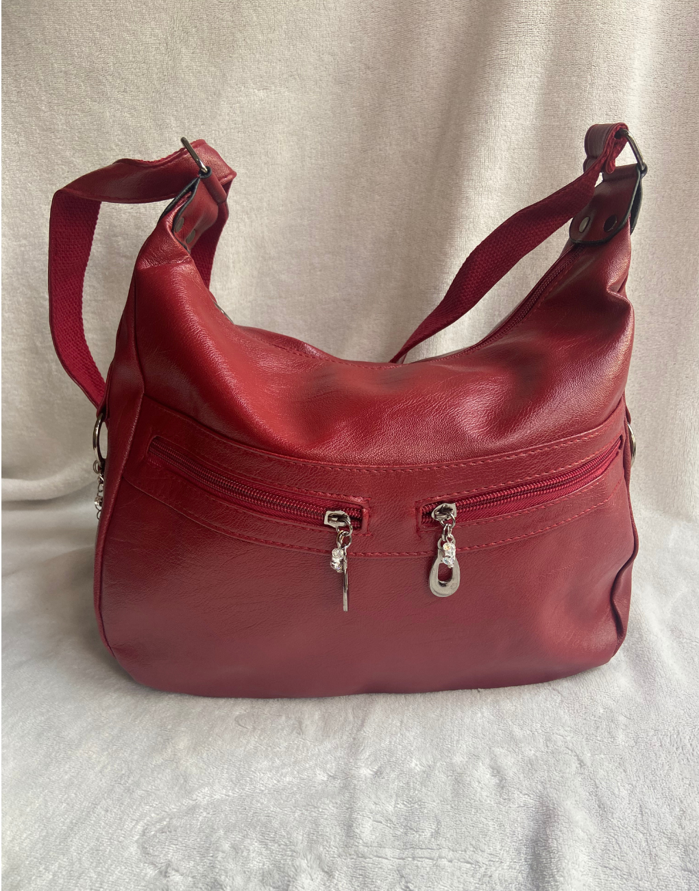 Bolso de mujer doble cierre color rojo