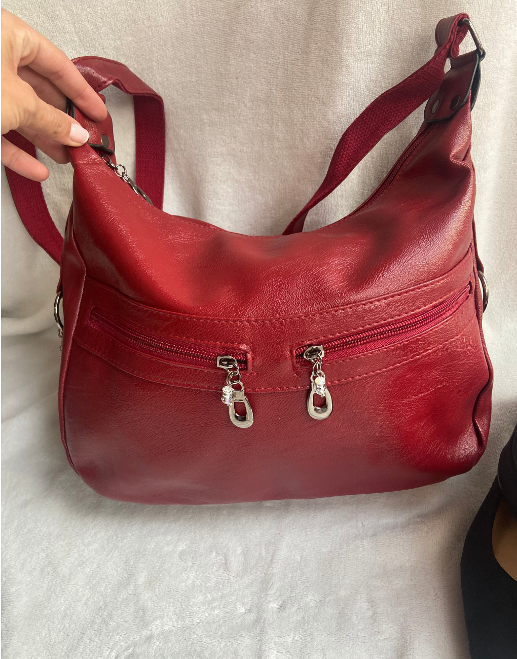 Bolso de mujer doble cierre color rojo
