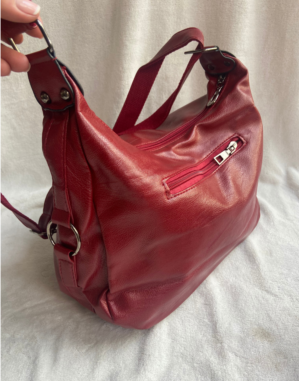 Bolso de mujer doble cierre color rojo