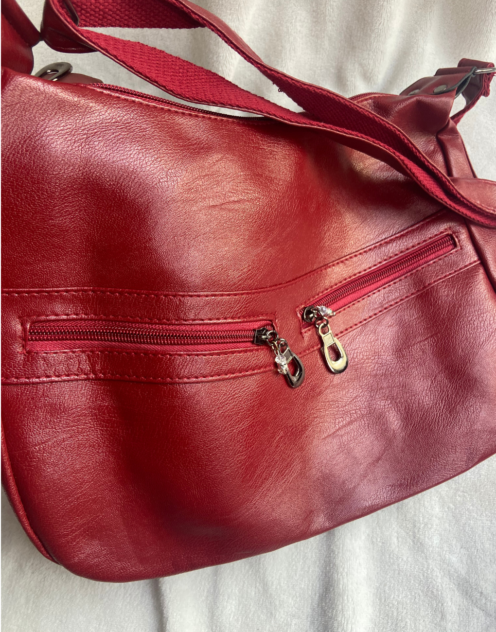 Bolso de mujer doble cierre color rojo