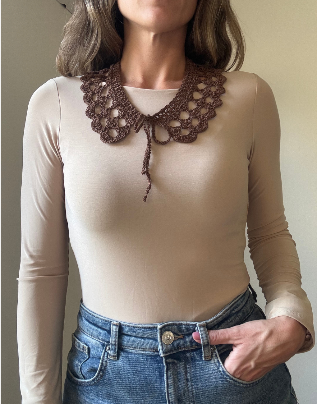 Cuello decorativo tejido a mano crochet