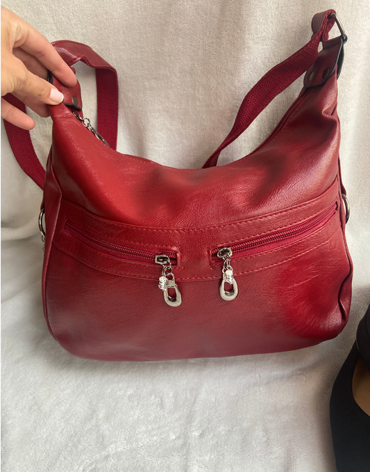 Bolso de mujer doble cierre color rojo