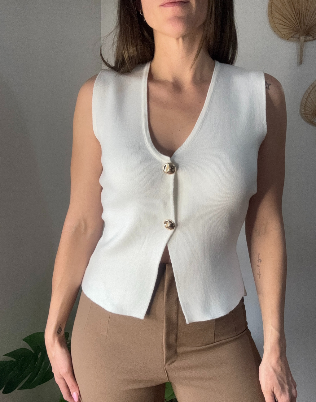 Chaleco de punto cuello V Adriana