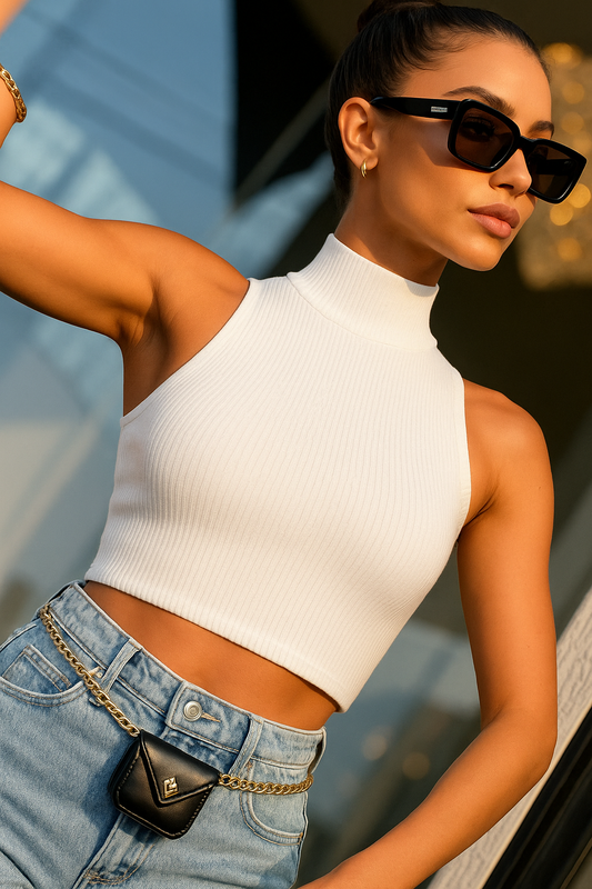 Top Halter Ignacia sin mangas cuello alto